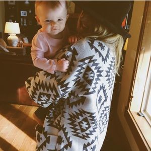 Native print oversized jacket